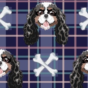 Cavalier King Charles Spaniel Plaid Blue Purple