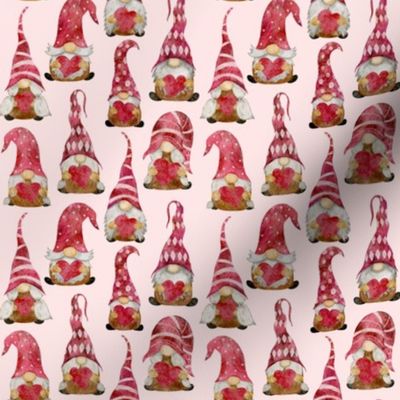Valentine Gnomes on Light Pink - extra small scale 