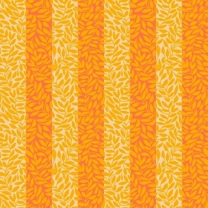 Wide Vertical Stripe Vines, Marigold on Papaya and Sand 