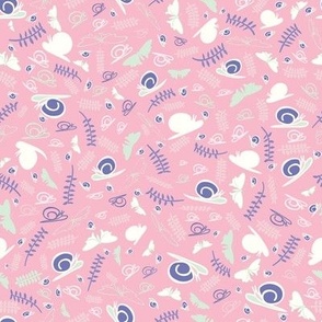 Ditzy Snails and Butterflies - Pink and Purple