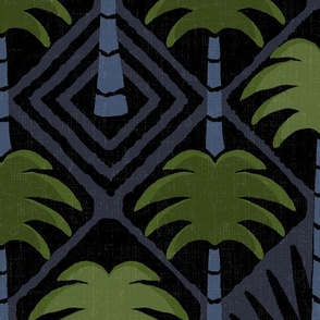 Palm Tree Diamond Pattern - Moody Blue - Medium