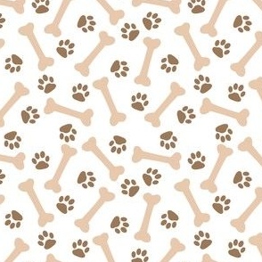 Dog Bones with Paws Brown Neutral