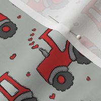 Medium Scale - Valentine Tractors Muted Red Grey BG