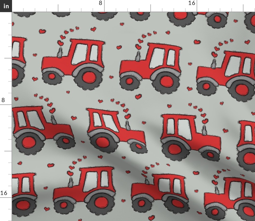 Large Scale - Valentine Tractors Muted Red Grey BG 