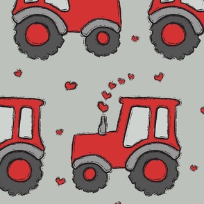 XL Scale - Valentine Tractors Muted Red Grey BG 