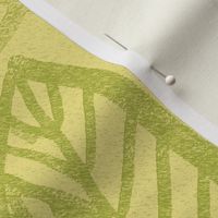 leaves  yellow and green woodblock print look