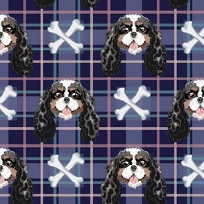 Cavalier King Charles Spaniel Plaid Blue Purple small scale