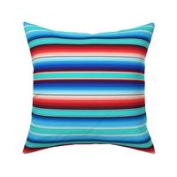 Small Scale Aqua Blue Mexican Serape Blanket Stripes