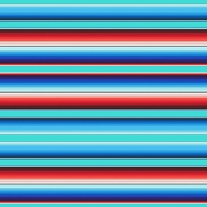 Small Scale Aqua Blue Mexican Serape Blanket Stripes