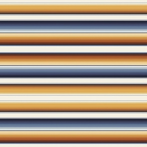  Small Scale Southwest Serape Blanket Stripes in Indigo Blue, Amber Brown and Navajo White