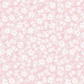 White Small Flowers On Cotton Candy Pink Texture