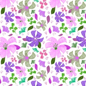 Wild Flowers Purple Pink Pattern 20x20