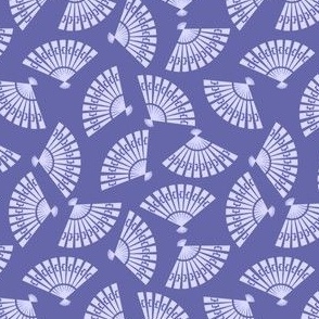 Fans lilac on periwinkle blue