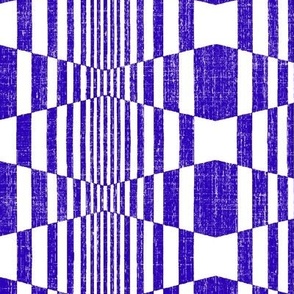 large optical illusion blue mono