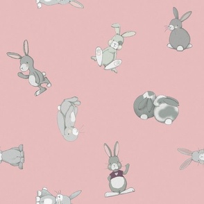 scattered bunnies on pink