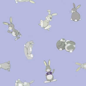 Scattered Bunnies on purple