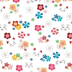 Fortune Cat - faces and flowers