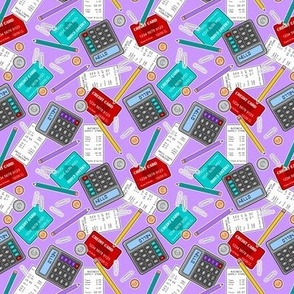 Accounting / Accountant Themed Pattern Purple Extra Small