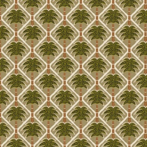 Palm Tree Diamond Pattern - Gold Cream Green - Small