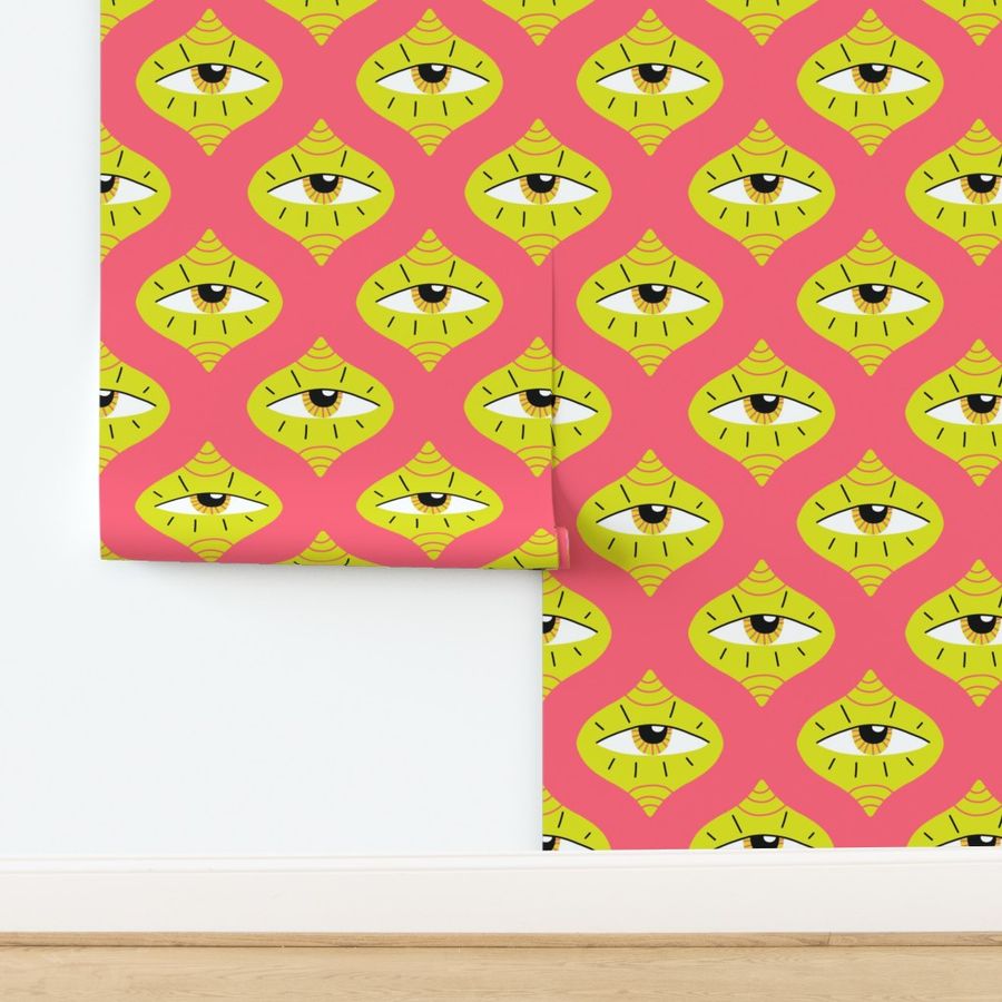 Eyes on you - pink and neon green tile