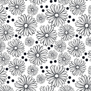 Daisy Graphite Outlines on White