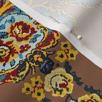 motif floral peint sur fond taupe