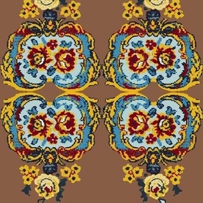 motif floral peint sur fond taupe