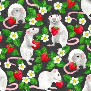 Rats Love Strawberries - dark grey, custom scale