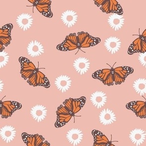boho butterflies fabric - spring muted neutrals