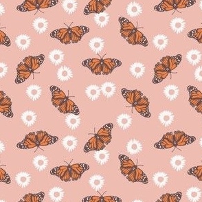 SMALL boho butterflies fabric - spring muted neutrals