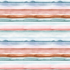 Relaxing watercolor stripes painting Copper pastel pink blue Small