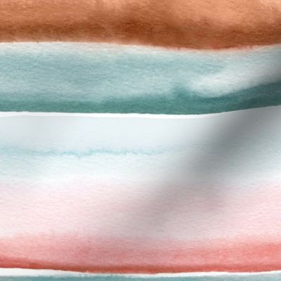 Relaxing watercolor stripes painting Copper pastel pink blue Medium CoordinatingFloralPastels