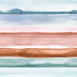 Relaxing watercolor stripes painting Copper pastel pink blue Medium CoordinatingFloralPastels