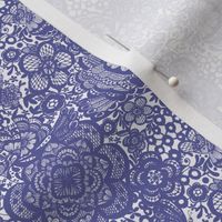 Doves and flowers lace in Periwinkle blue