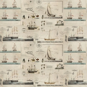 Vintage Coastal Nautical Wallpaper Collage - Maritime Themes