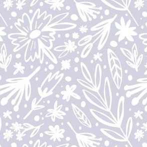 Doodle flowers - tender lavender grey