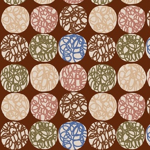 Retro batik circles, medium scale