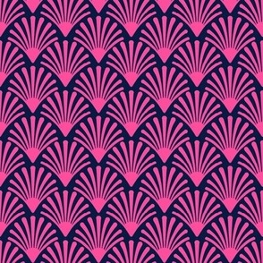 Fuchsia-pink-art-deco-or-dark-blue-shell-scallop-or-fan-pattern.fw