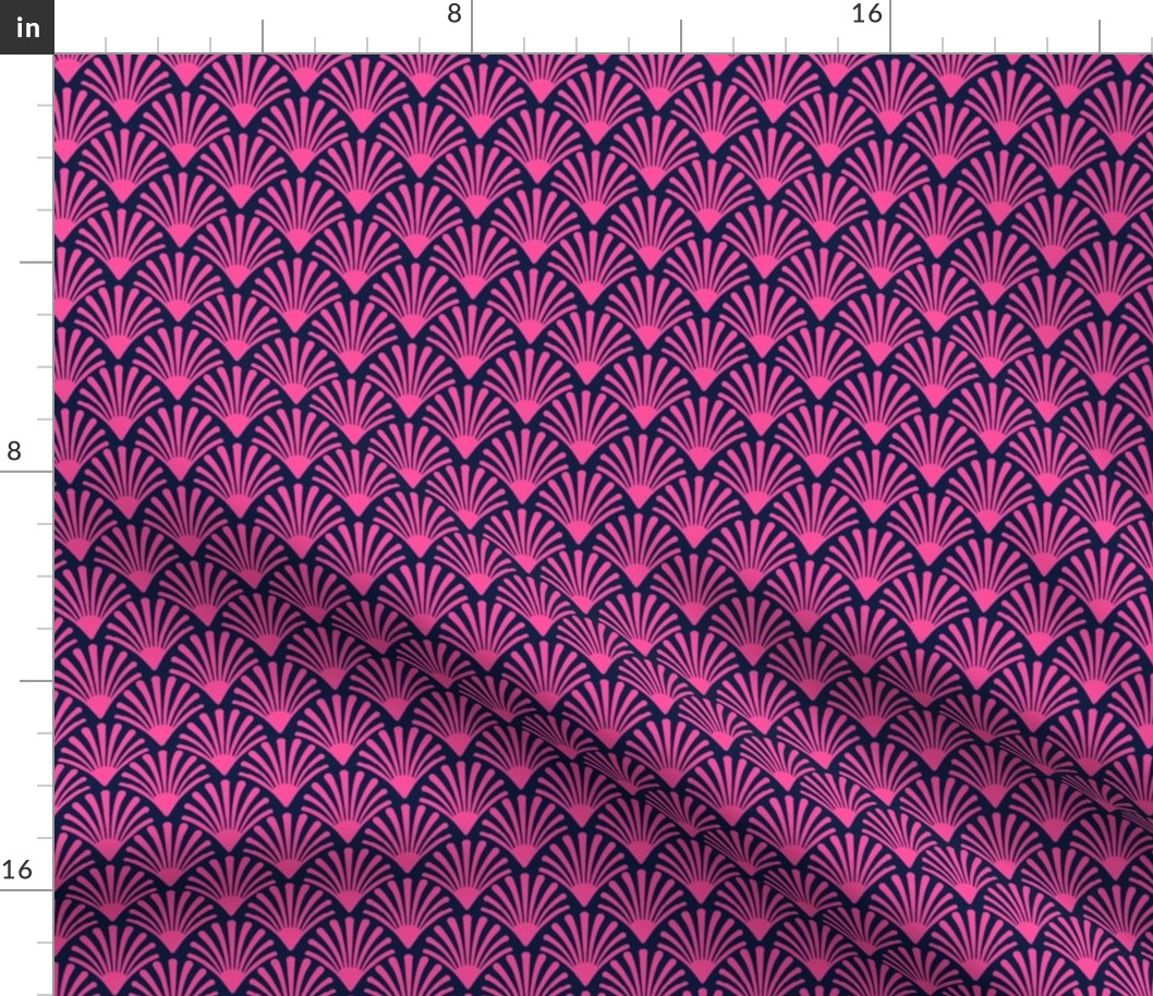 Fuchsia-pink-art-deco-or-dark-blue-shell-scallop-or-fan-pattern.fw