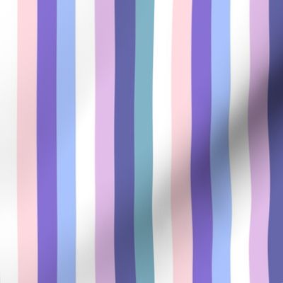 Lilac, purple, pink , lilac, teal blue and white stripe