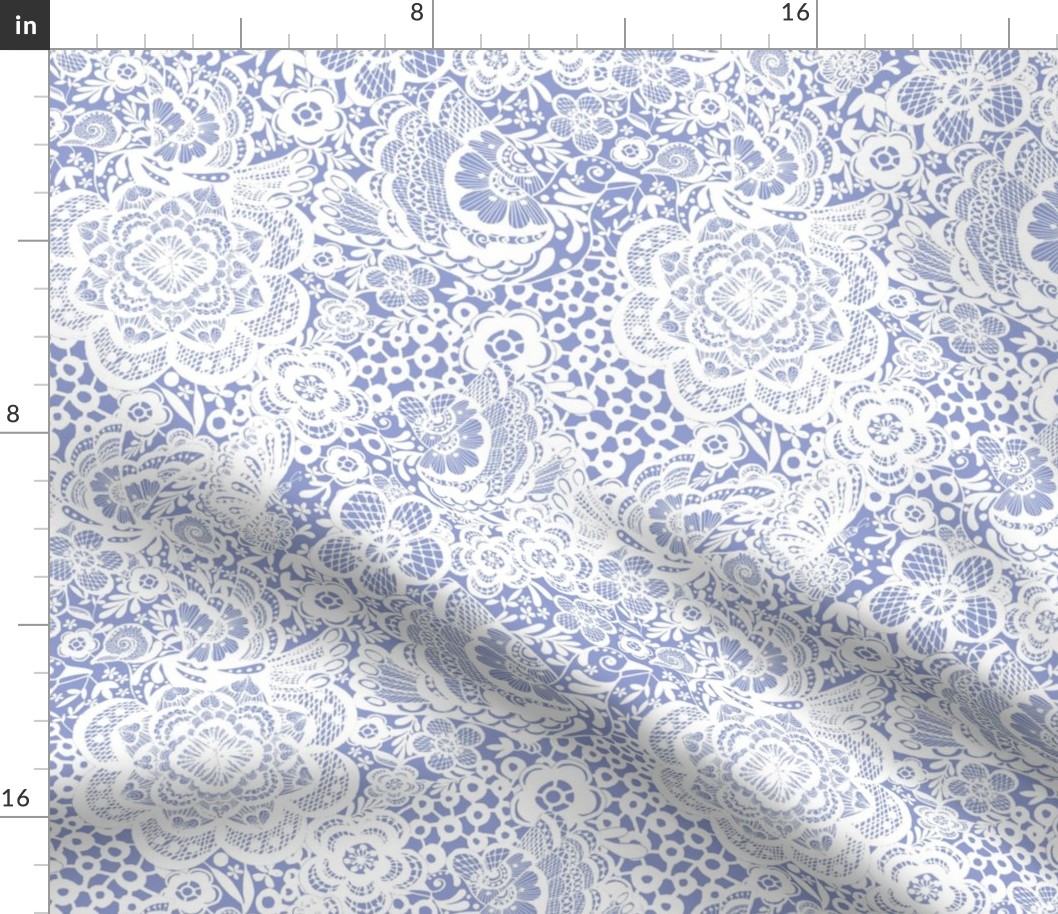  lilac and white lace design with doves and flowers to coordinate with Spoonflower petal solid lilac
