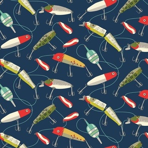 Fishing Bobbers Fabric, Wallpaper and Home Decor