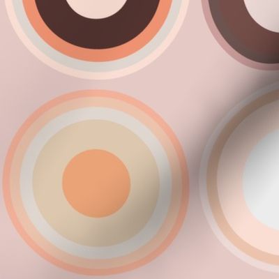 colorful apricot brown circles (jumbo) on rose wallpaper