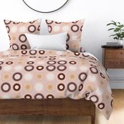 colorful apricot brown circles (jumbo) on rose wallpaper