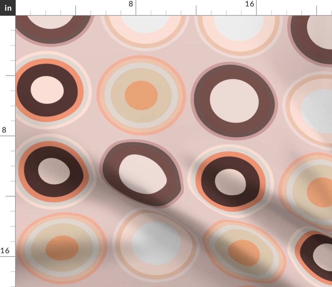 colorful apricot brown circles (jumbo) on rose wallpaper