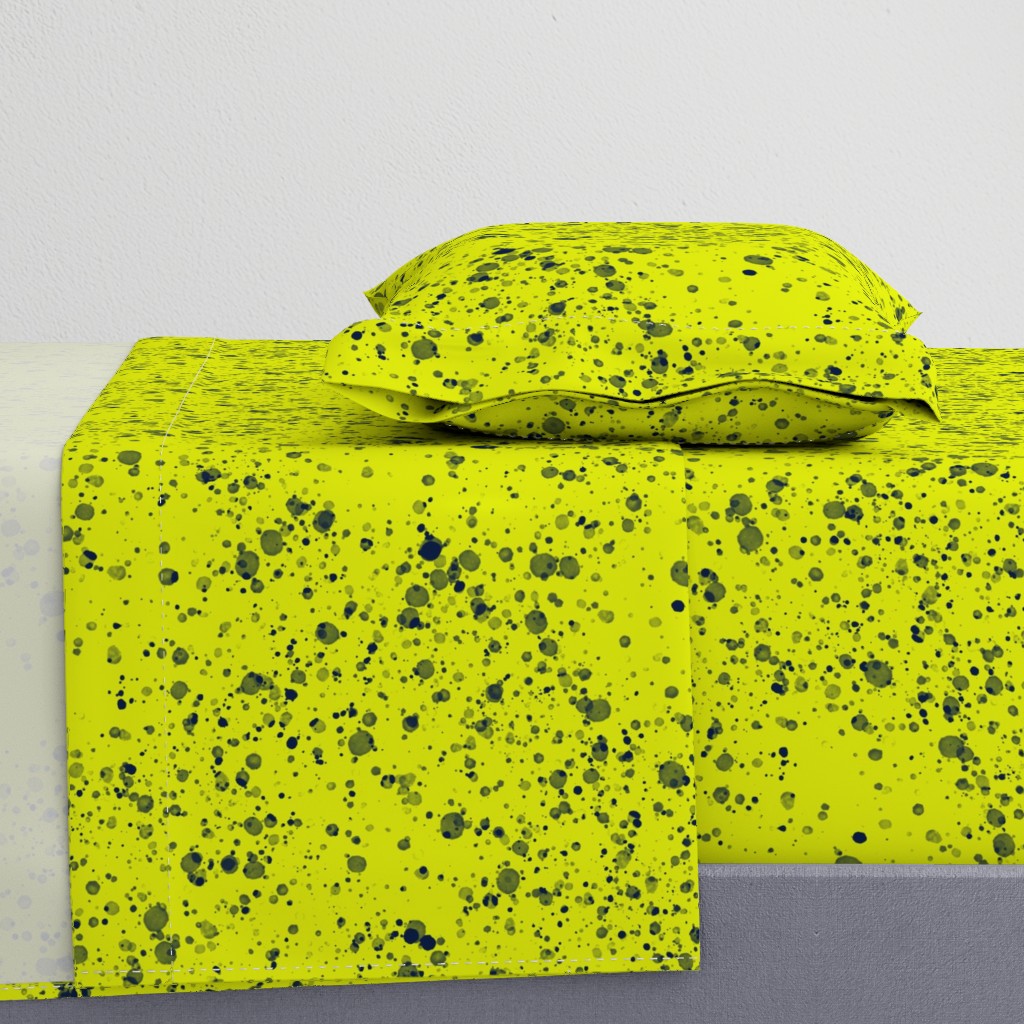 Splattered // Midnight Blue and Chartreuse 