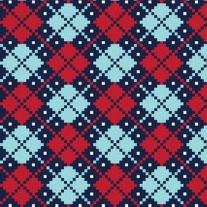 argyle red blue on navy LG - christmas knits
