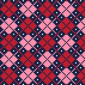 argyle red pink on navy LG - christmas knits