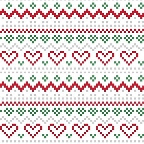 fair isle hearts red green LG - christmas knits