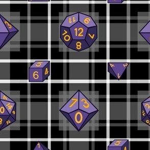 Purple Dice on Monochrome Tartan 